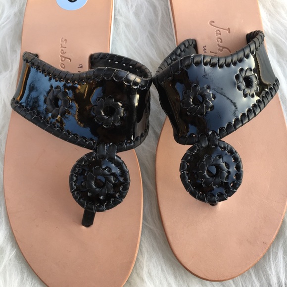 Jack Rogers Black Patent Leather Boating Sandals - Picture 4 of 7